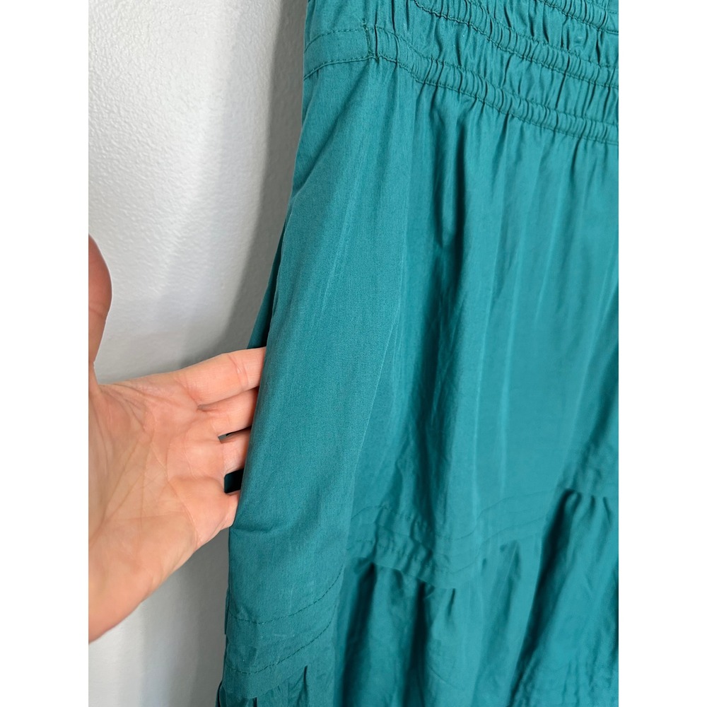Quince Organic Cotton Tiered Maxi Dress Womens L Garden Green Smocked Waist - Picture 5 of 12